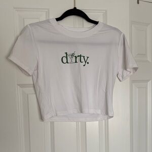 White Graphic Crop Top